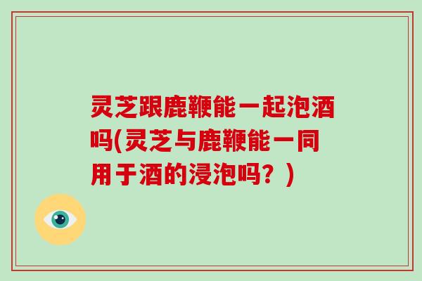 灵芝跟鹿鞭能一起泡酒吗(灵芝与鹿鞭能一同用于酒的浸泡吗？)