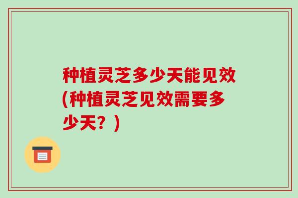 种植灵芝多少天能见效(种植灵芝见效需要多少天？)
