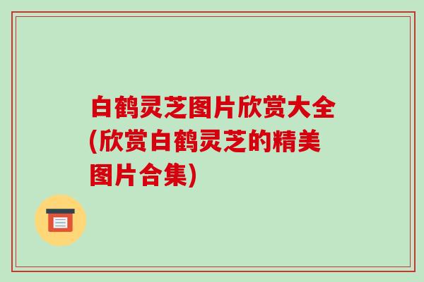 白鹤灵芝图片欣赏大全(欣赏白鹤灵芝的精美图片合集)