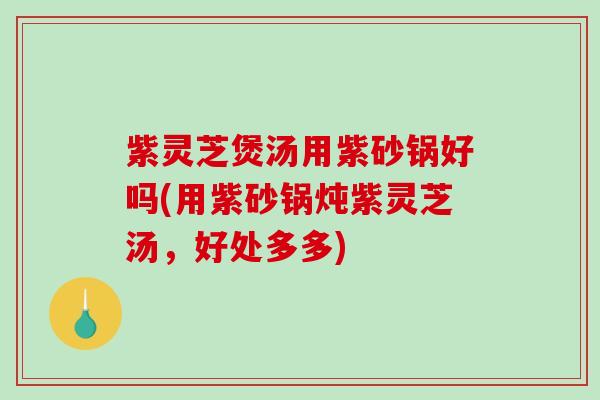 紫灵芝煲汤用紫砂锅好吗(用紫砂锅炖紫灵芝汤，好处多多)