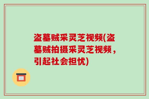 盗墓贼采灵芝视频(盗墓贼拍摄采灵芝视频，引起社会担忧)