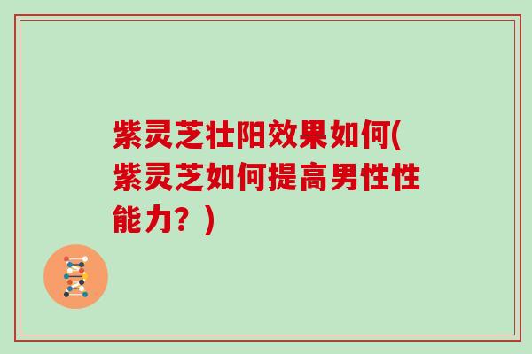 紫灵芝壮阳效果如何(紫灵芝如何提高男性性能力？)