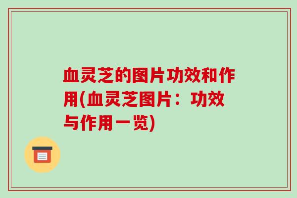 血灵芝的图片功效和作用(血灵芝图片：功效与作用一览)