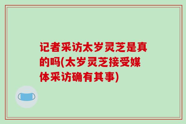 记者采访太岁灵芝是真的吗(太岁灵芝接受媒体采访确有其事)