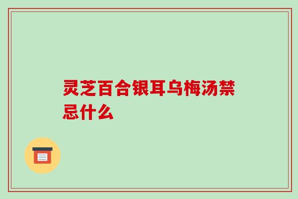 灵芝百合银耳乌梅汤禁忌什么