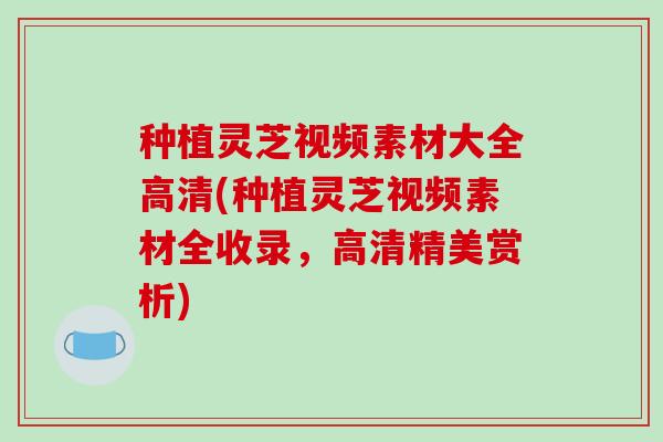种植灵芝视频素材大全高清(种植灵芝视频素材全收录，高清精美赏析)