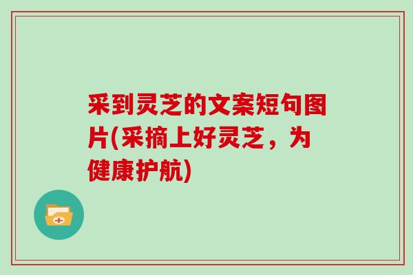 采到灵芝的文案短句图片(采摘上好灵芝，为健康护航)