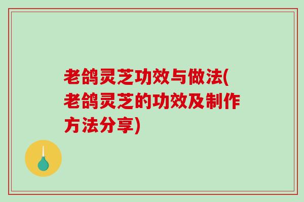 老鸽灵芝功效与做法(老鸽灵芝的功效及制作方法分享) 老鸽灵芝功效与做法(老鸽灵芝的功效及制作方法分享)