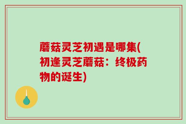 蘑菇灵芝初遇是哪集(初逢灵芝蘑菇：终极的诞生)