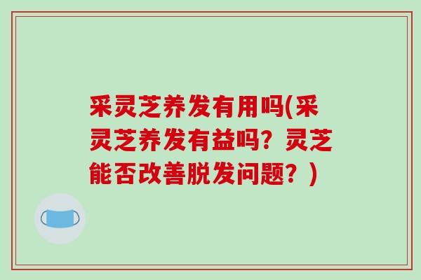 采灵芝养发有用吗(采灵芝养发有益吗？灵芝能否改善问题？)