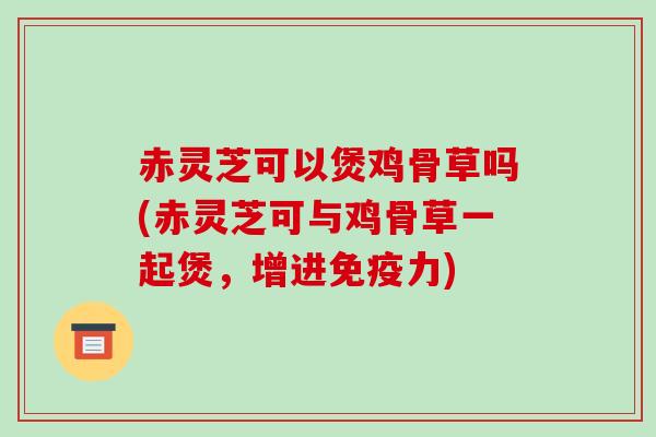 赤灵芝可以煲鸡骨草吗(赤灵芝可与鸡骨草一起煲，增进免疫力)