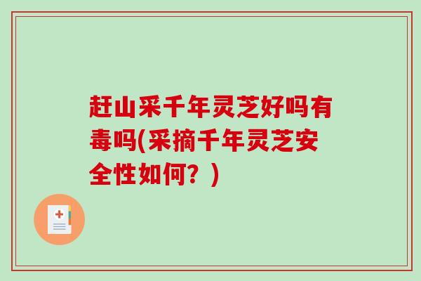 赶山采千年灵芝好吗有毒吗(采摘千年灵芝安全性如何？)