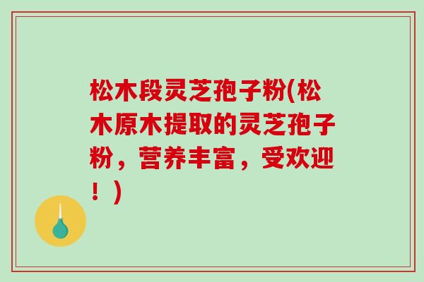松木段灵芝孢子粉(松木原木提取的灵芝孢子粉，营养丰富，受欢迎！)