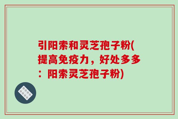 引阳索和灵芝孢子粉(提高免疫力，好处多多：阳索灵芝孢子粉)