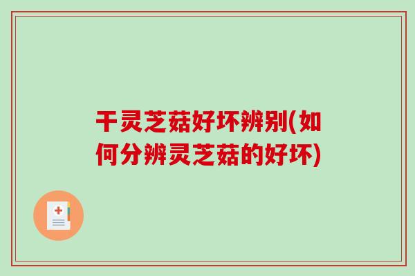 干灵芝菇好坏辨别(如何分辨灵芝菇的好坏)