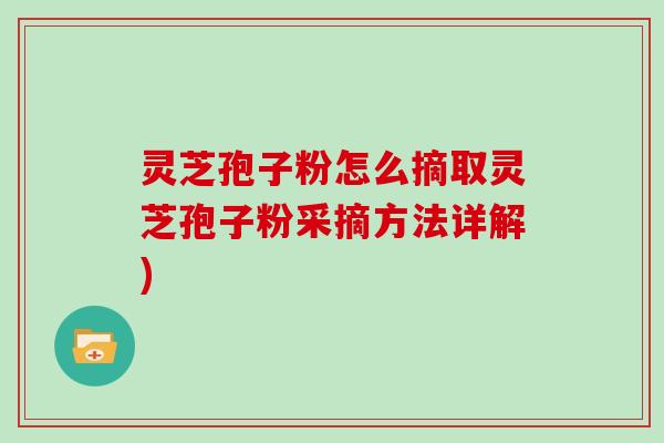 灵芝孢子粉怎么摘取灵芝孢子粉采摘方法详解)