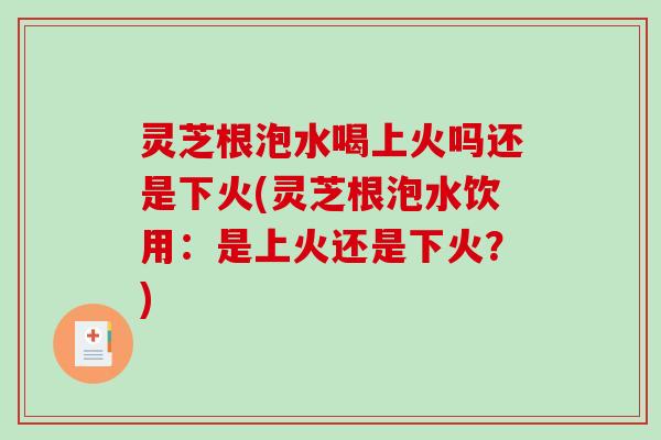 灵芝根泡水喝上火吗还是下火(灵芝根泡水饮用：是上火还是下火？)