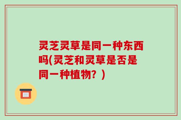 灵芝灵草是同一种东西吗(灵芝和灵草是否是同一种植物？)