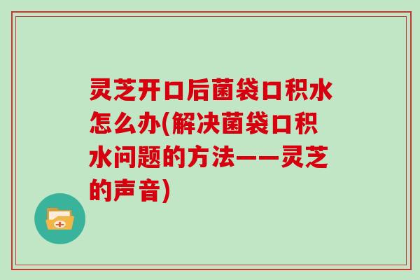 灵芝开口后菌袋口积水怎么办(解决菌袋口积水问题的方法——灵芝的声音)