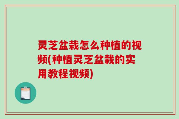灵芝盆栽怎么种植的视频(种植灵芝盆栽的实用教程视频)
