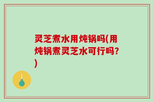 灵芝煮水用炖锅吗(用炖锅煮灵芝水可行吗？)