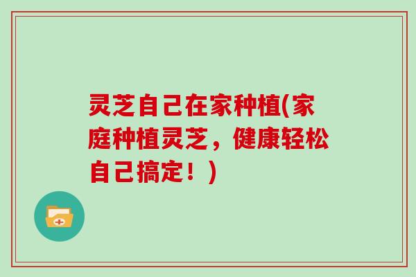 灵芝自己在家种植(家庭种植灵芝，健康轻松自己搞定！)