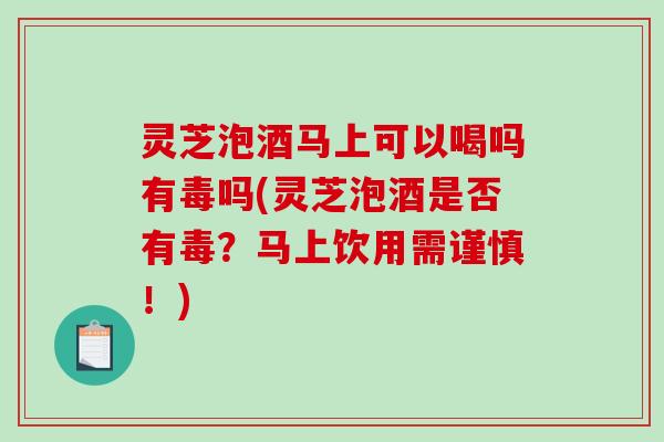 灵芝泡酒马上可以喝吗有毒吗(灵芝泡酒是否有毒？马上饮用需谨慎！)