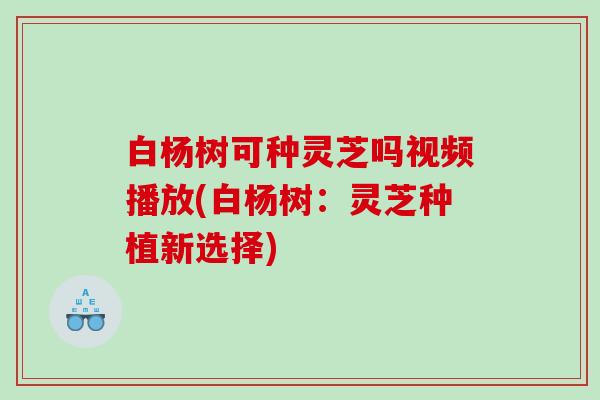 白杨树可种灵芝吗视频播放(白杨树：灵芝种植新选择)