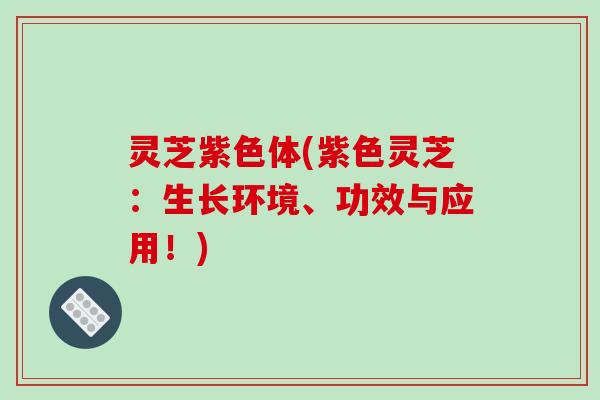 灵芝紫色体(紫色灵芝:生长环境、功效与应用!) 灵芝紫色体(紫色灵芝:生长环境、功效与应用!)