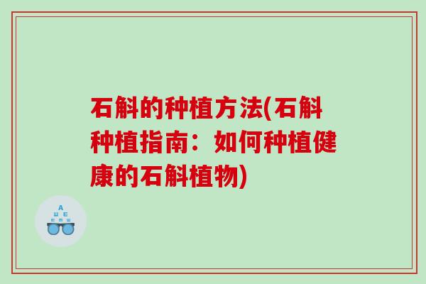 石斛的种植方法(石斛种植指南：如何种植健康的石斛植物)