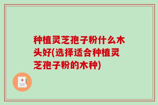 种植灵芝孢子粉什么木头好(选择适合种植灵芝孢子粉的木种)