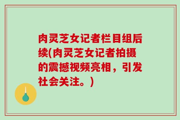 肉灵芝女记者栏目组后续(肉灵芝女记者拍摄的震撼视频亮相，引发社会关注。)
