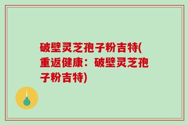 破壁灵芝孢子粉吉特(重返健康：破壁灵芝孢子粉吉特)