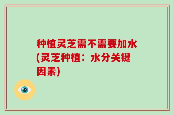 种植灵芝需不需要加水(灵芝种植：水分关键因素)