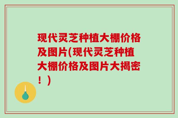 现代灵芝种植大棚价格及图片(现代灵芝种植大棚价格及图片大揭密！)