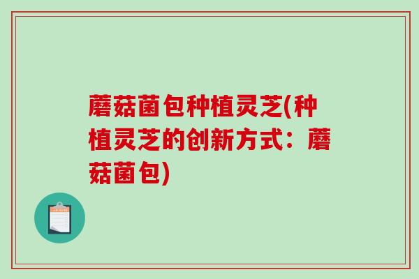 蘑菇菌包种植灵芝(种植灵芝的创新方式：蘑菇菌包)
