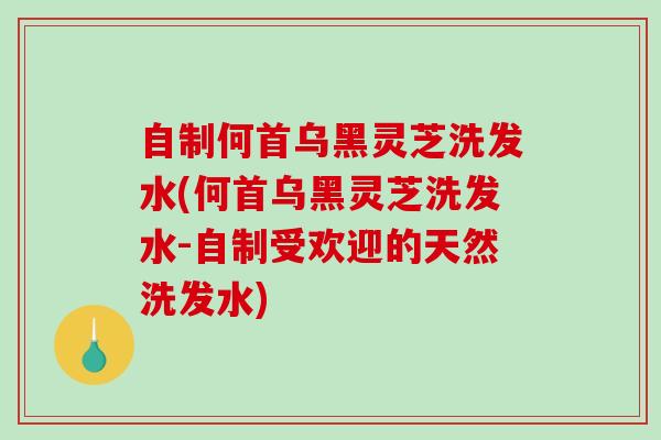 自制何首乌黑灵芝洗发水(何首乌黑灵芝洗发水-自制受欢迎的天然洗发水)