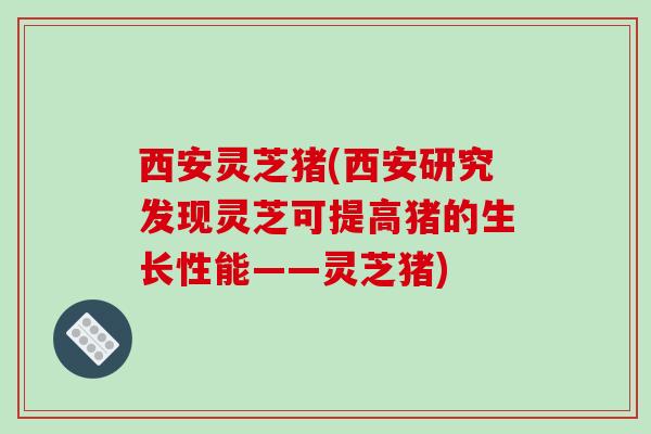 西安灵芝猪(西安研究发现灵芝可提高猪的生长性能——灵芝猪)