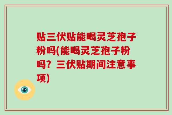 贴三伏贴能喝灵芝孢子粉吗(能喝灵芝孢子粉吗？三伏贴期间注意事项)