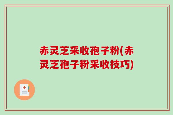 赤灵芝采收孢子粉(赤灵芝孢子粉采收技巧)