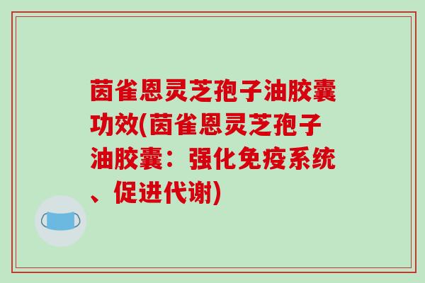 茵雀恩灵芝孢子油胶囊功效(茵雀恩灵芝孢子油胶囊：强化免疫系统、促进代谢)