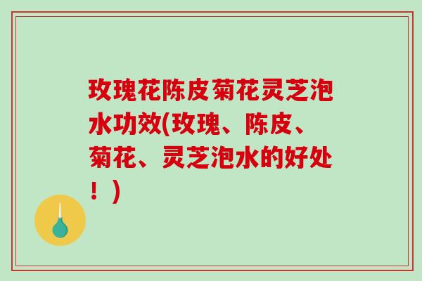 玫瑰花陈皮菊花灵芝泡水功效(玫瑰、陈皮、菊花、灵芝泡水的好处！)