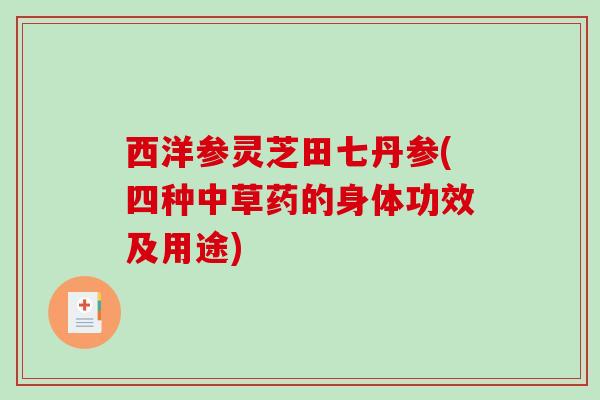 西洋参灵芝田七丹参(四种中草药的身体功效及用途)