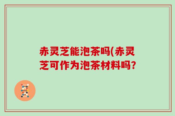 赤灵芝能泡茶吗(赤灵芝可作为泡茶材料吗？