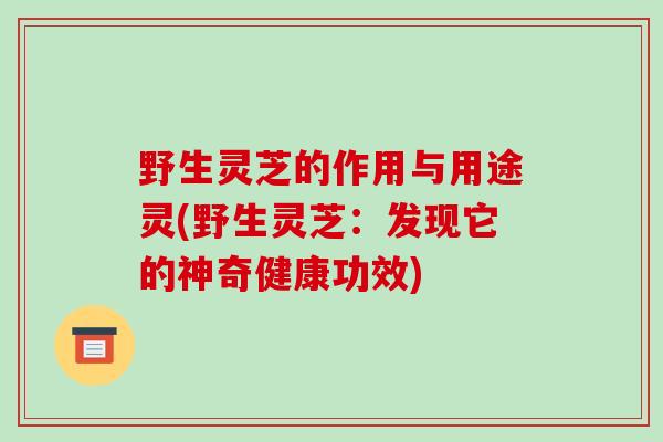 野生灵芝的作用与用途灵(野生灵芝：发现它的神奇健康功效)