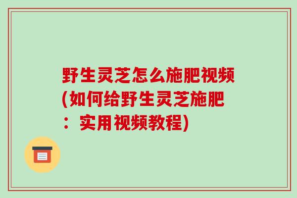 野生灵芝怎么施肥视频(如何给野生灵芝施肥：实用视频教程)