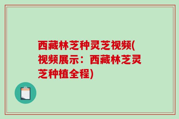 西藏林芝种灵芝视频(视频展示：西藏林芝灵芝种植全程)