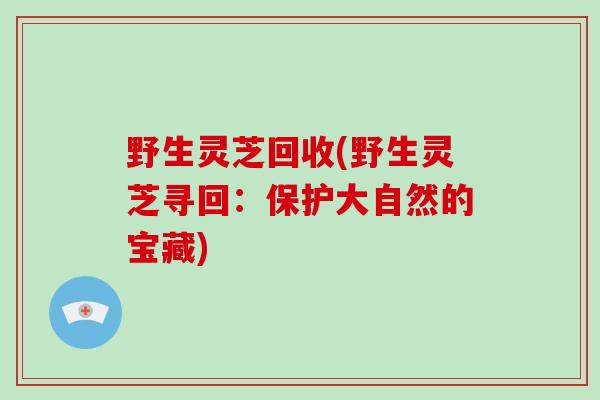 野生灵芝回收(野生灵芝寻回：保护大自然的宝藏)