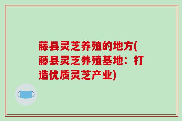 藤县灵芝养殖的地方(藤县灵芝养殖基地:打造优质灵芝产业) 藤县灵芝养殖的地方(藤县灵芝养殖基地:打造优质灵芝产业)