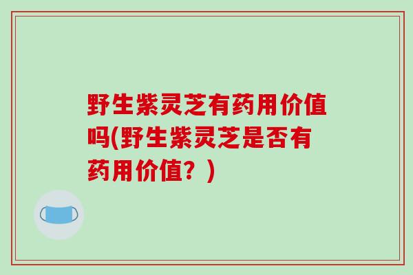野生紫灵芝有药用价值吗(野生紫灵芝是否有药用价值？)